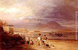 Oswald Achenbach Fishermen with the Bay of Naples and Vesuvius beyond painting